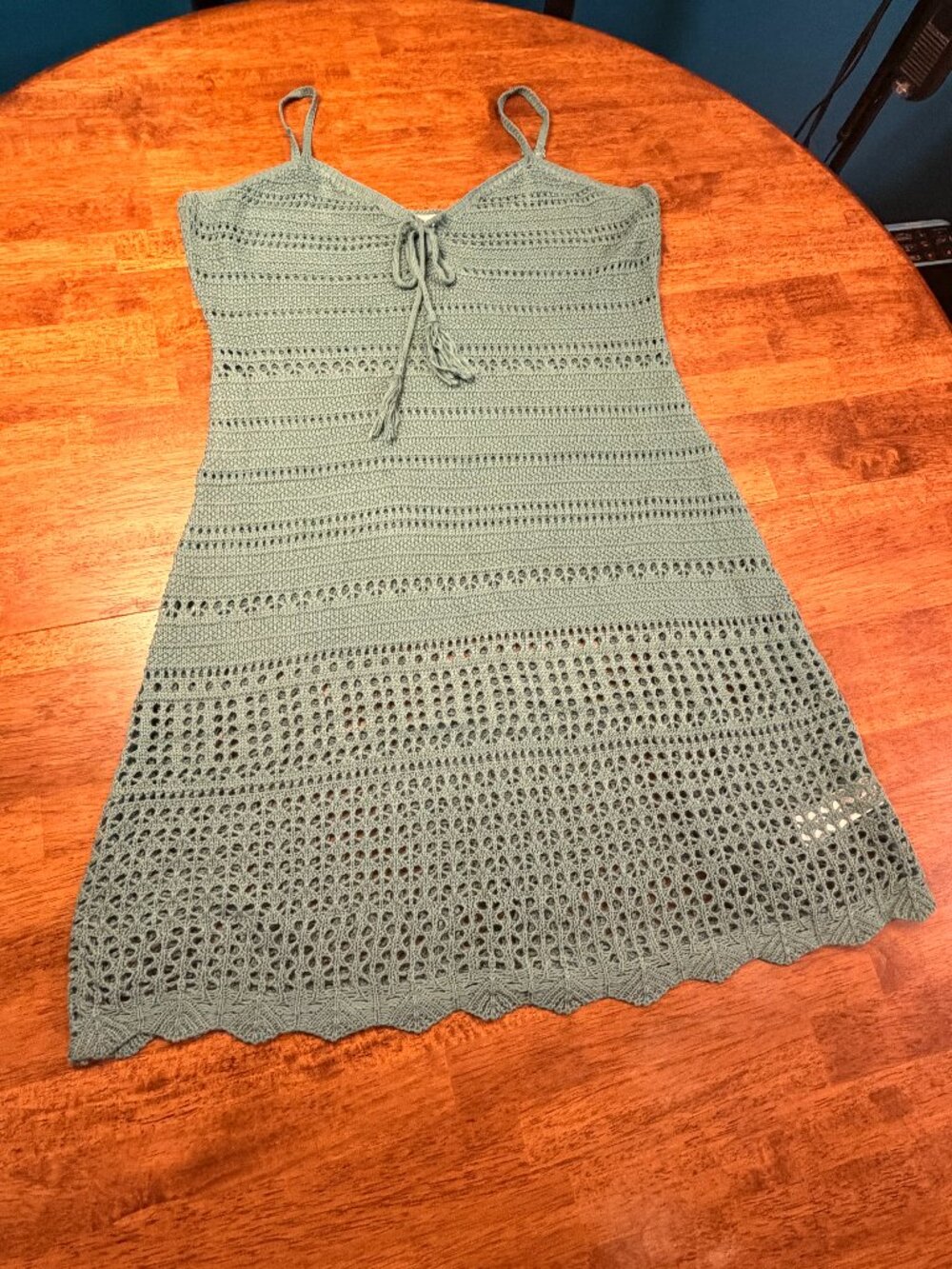 Cupshe Crocheted Teal Sleeveless Swim Cover Up